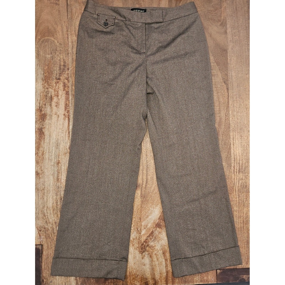 Lane Bryant Dress Pants Womens 14 Brown Straight-Leg Cuffed Hem Career Office